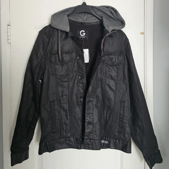 Men's G by Guess Coated Denim Jacket With Removable Hoodie XL - Picture 7 of 12